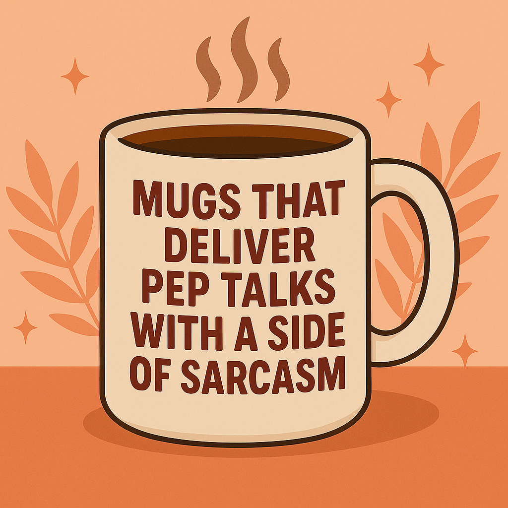 Mug featuring the Blog Title "Mugs that Deliver Pep Talks with a Side of Sarcasm"