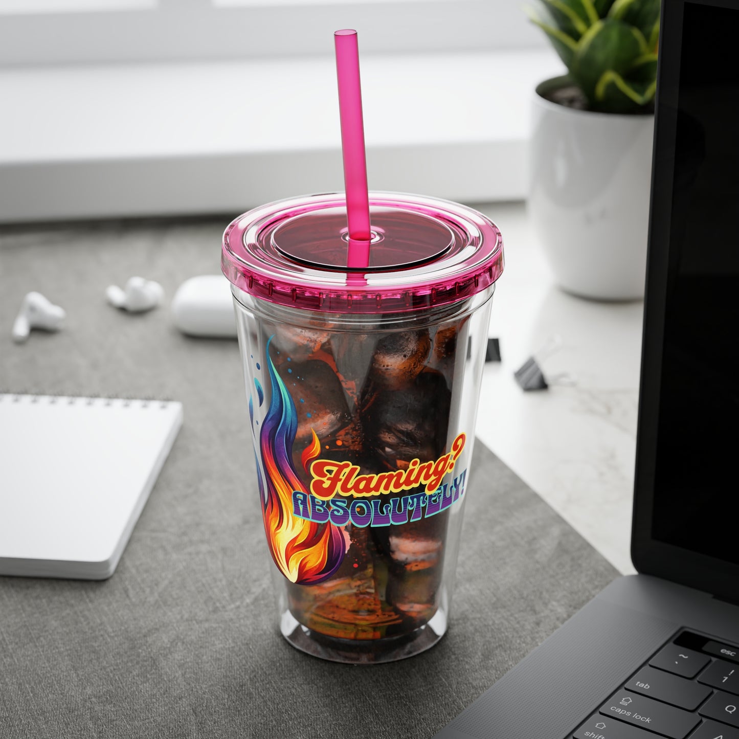 Flaming Pride 16oz Insulated Tumbler with Straw