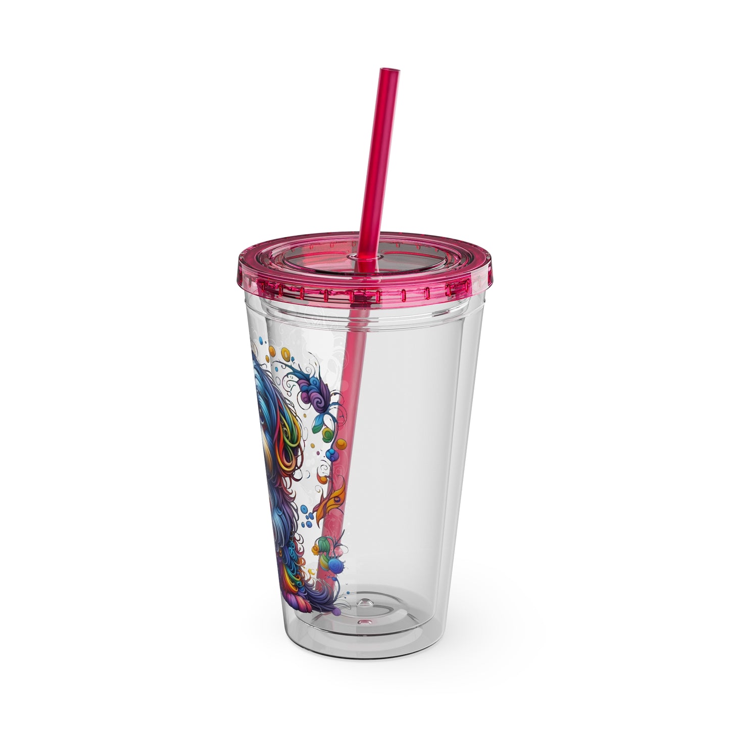 Colorful Shih Tzu 16oz. Insulated Tumbler with Straw