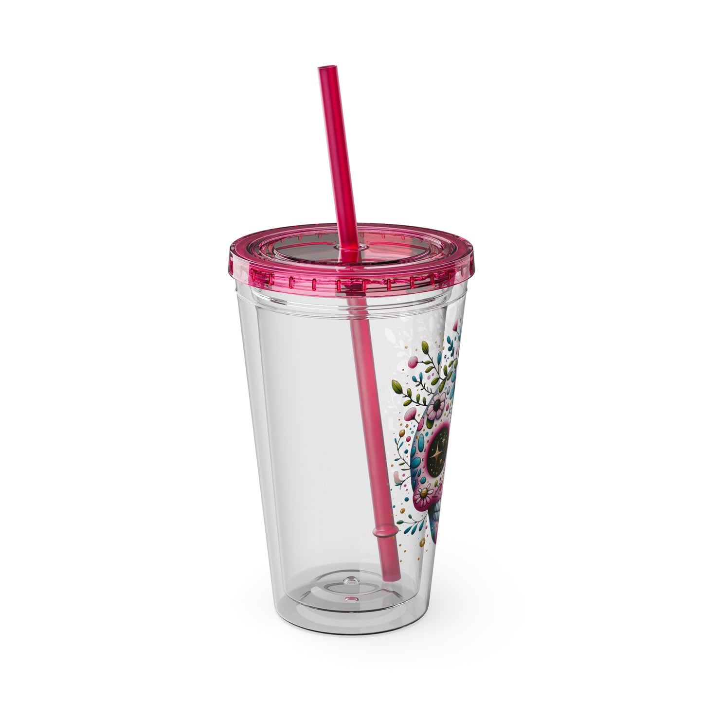 Sugar Skull 16oz Insulated Tumbler with Straw