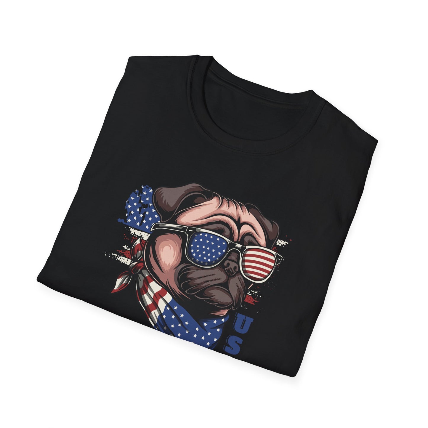 Patriotic Pug Dog USA Unisex Graphic T-Shirt