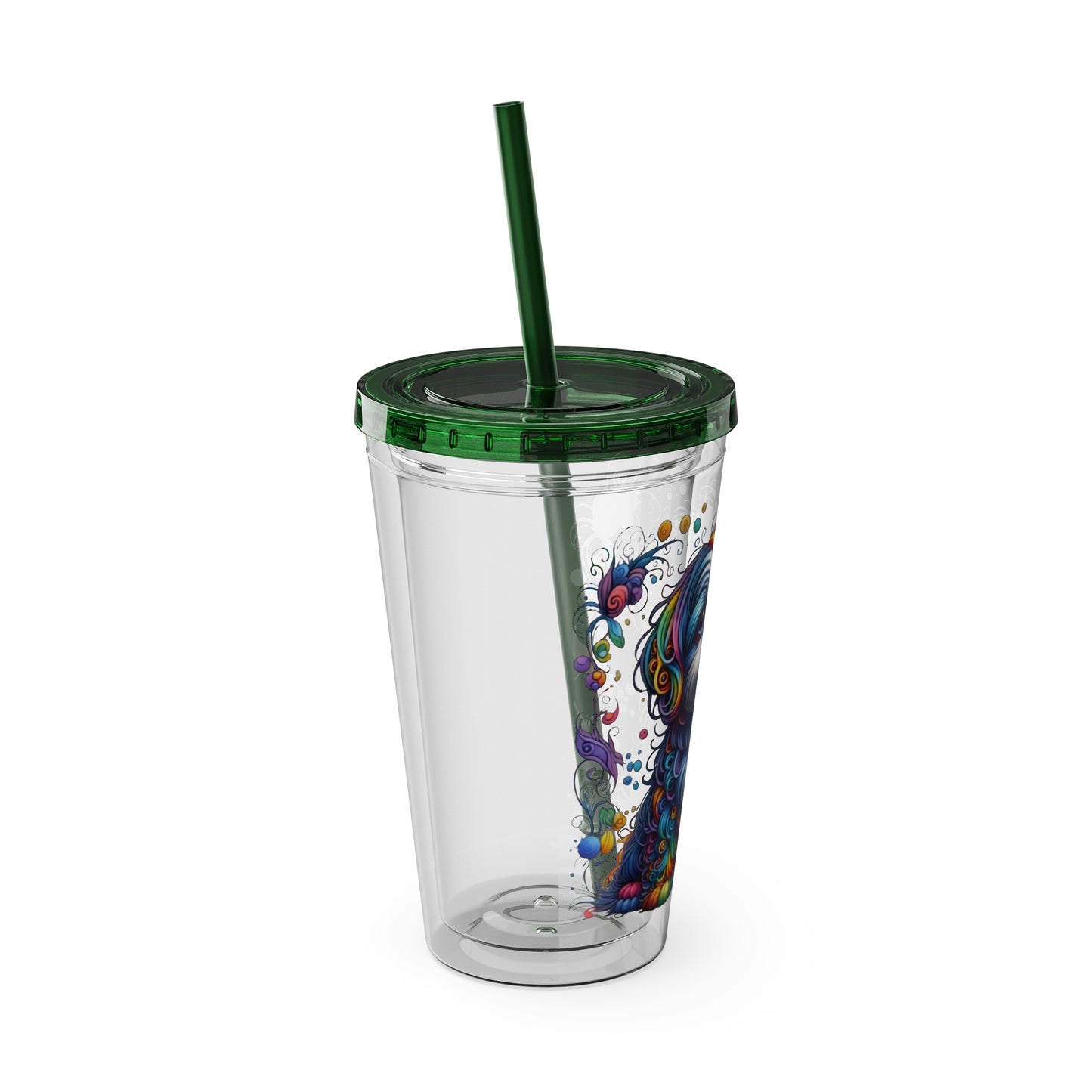 Colorful Shih Tzu 16oz. Insulated Tumbler with Straw