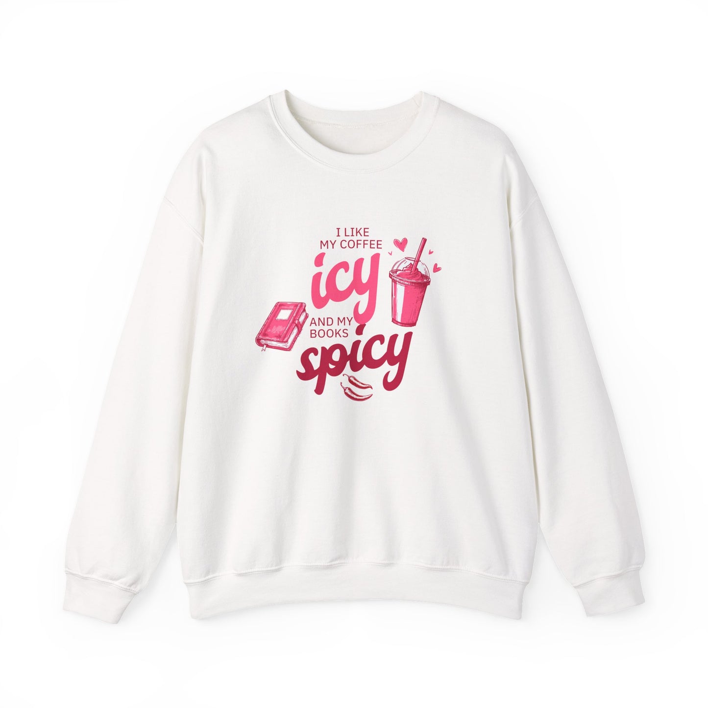 Icy Coffee Spicy Books Unisex Crewneck Sweatshirt
