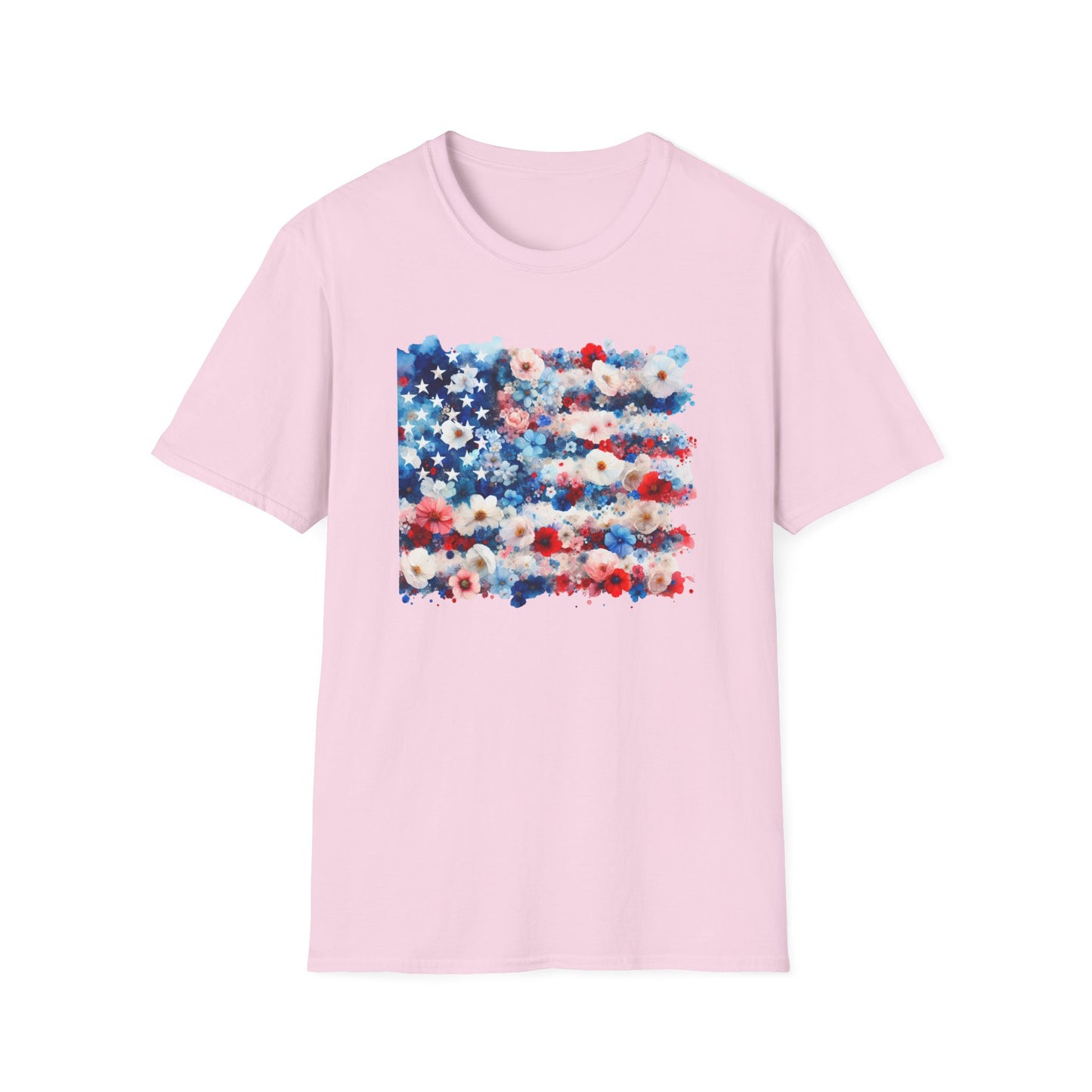 Patriotic Floral Freedom in Full Bloom Unisex Graphic T-Shirt