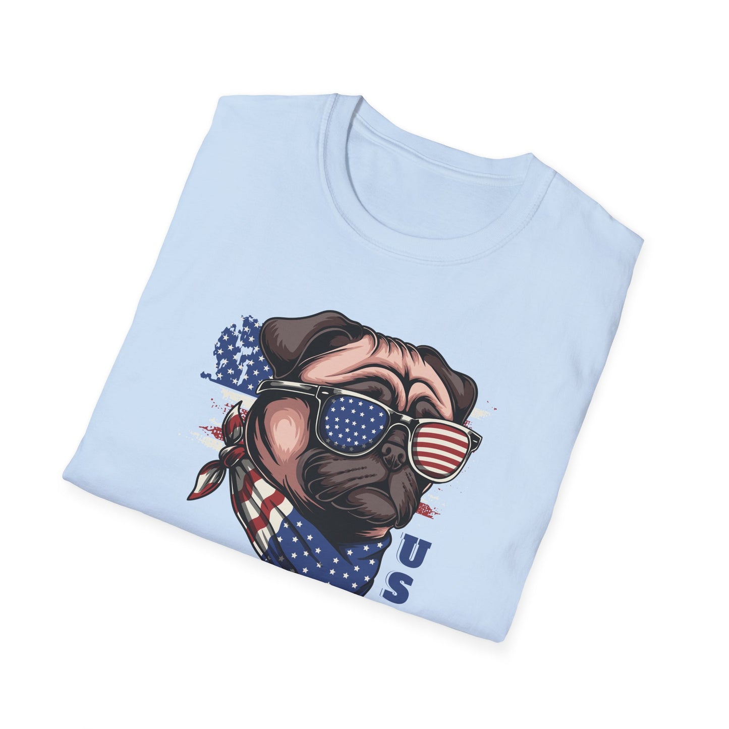 Patriotic Pug Dog USA Unisex Graphic T-Shirt