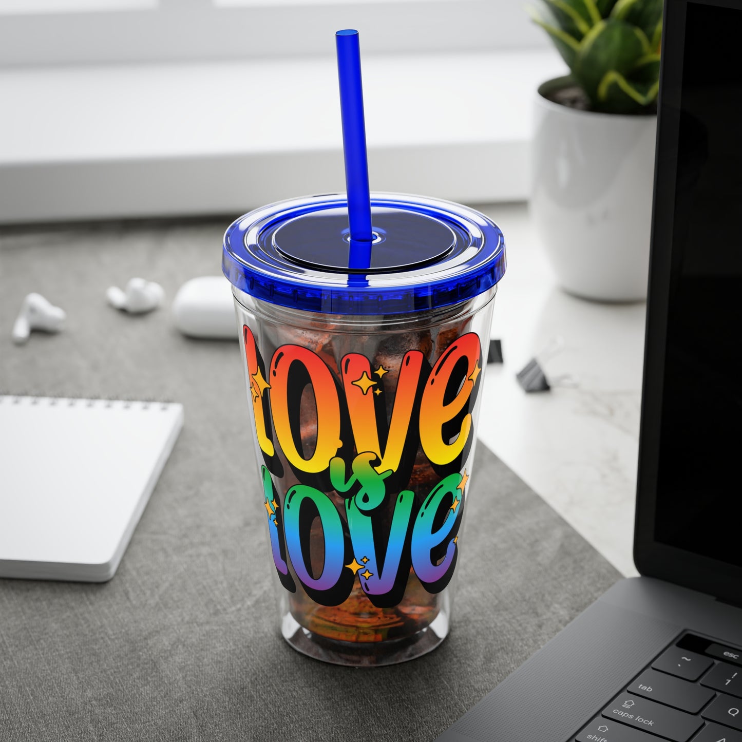 Love is Love Rainbow 16oz. Insulated Tumbler with Straw