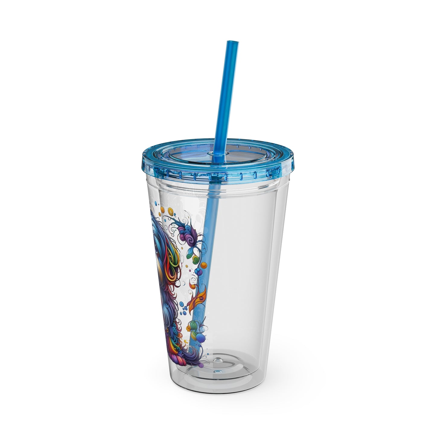 Colorful Shih Tzu 16oz. Insulated Tumbler with Straw