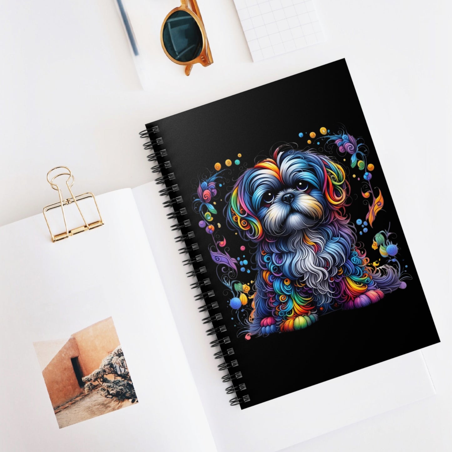 Colorful Shih Tzu Spiral Journal Notebook