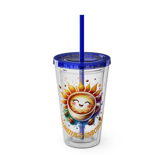 Caffeinated & Unbothered 16oz Insulated Tumbler with Straw