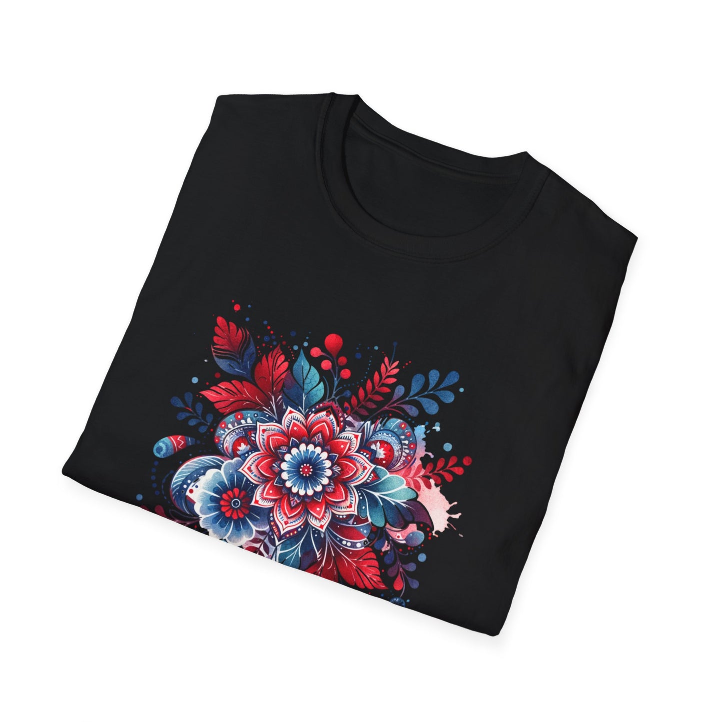 Red White & Bloom Floral Art Patriotic Unisex Graphic T-Shirt