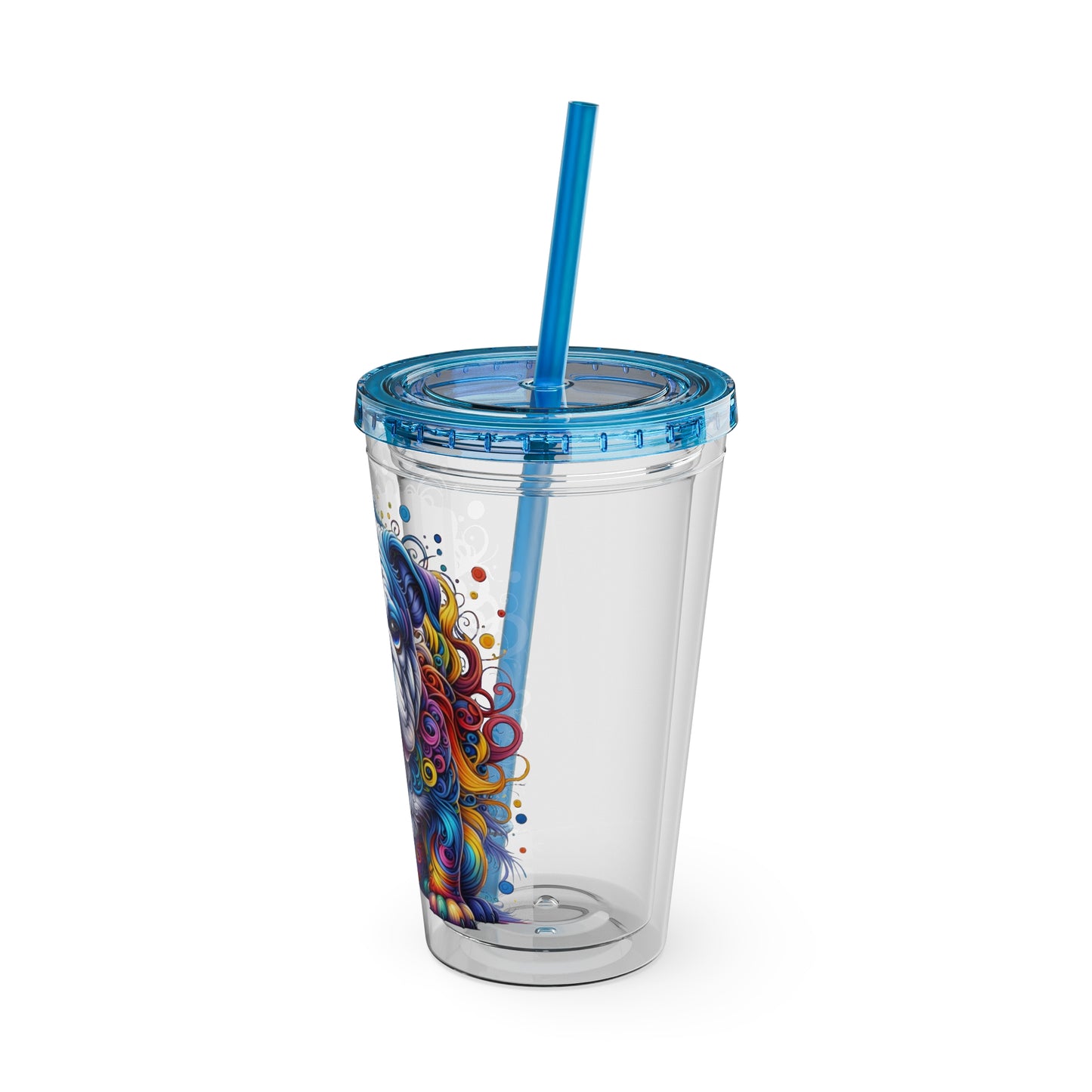 Colorful Bulldog 16oz. Insulated Tumbler with Straw