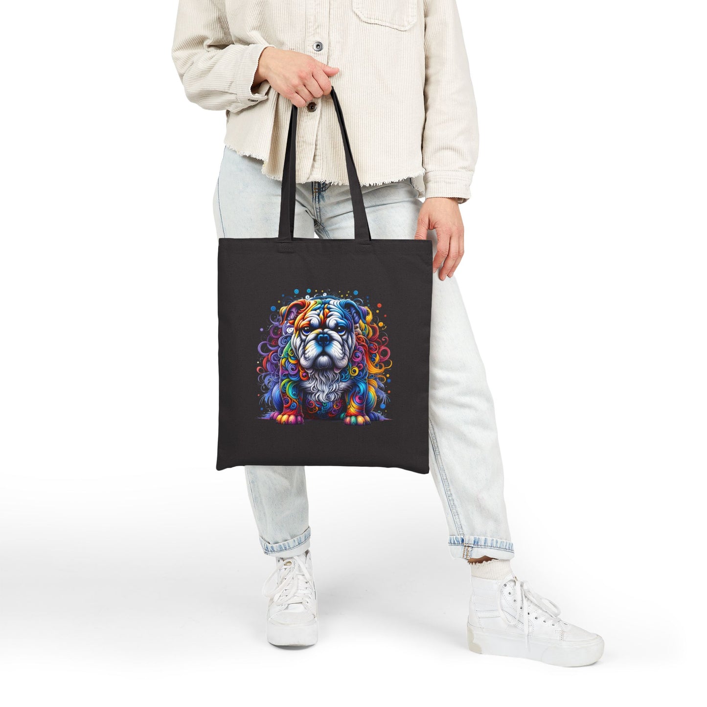 Colorful Bulldog Cotton Canvas Tote Bag