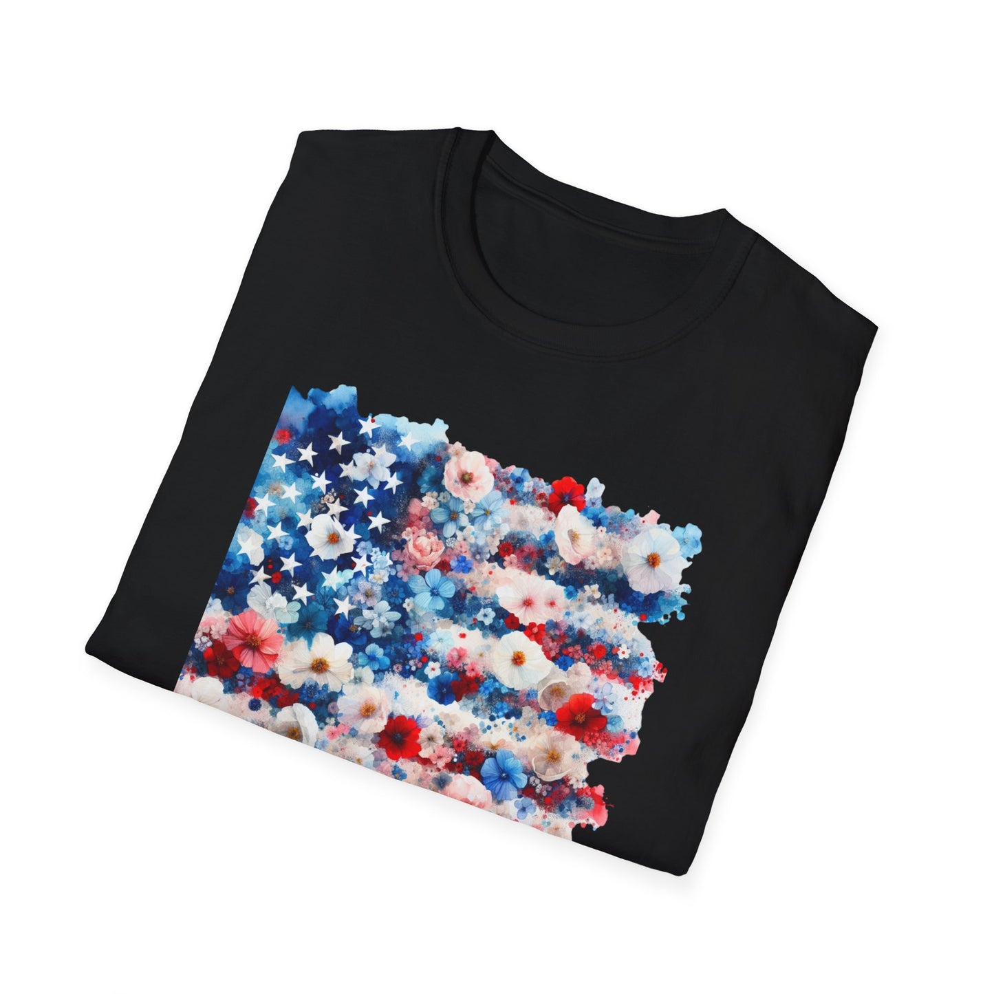 Patriotic Floral Freedom in Full Bloom Unisex Graphic T-Shirt