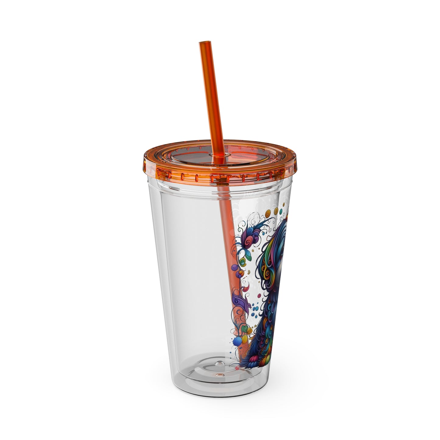 Colorful Shih Tzu 16oz. Insulated Tumbler with Straw