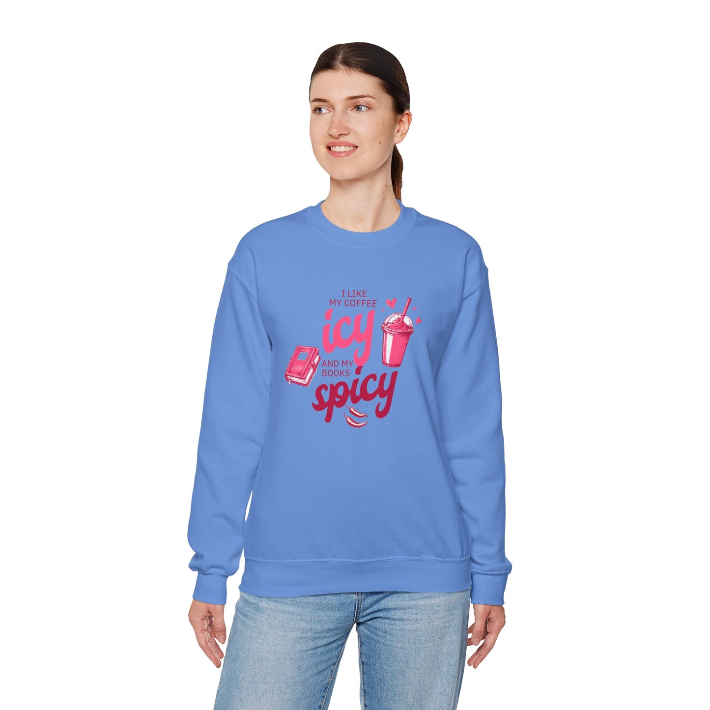 Icy Coffee Spicy Books Unisex Crewneck Sweatshirt