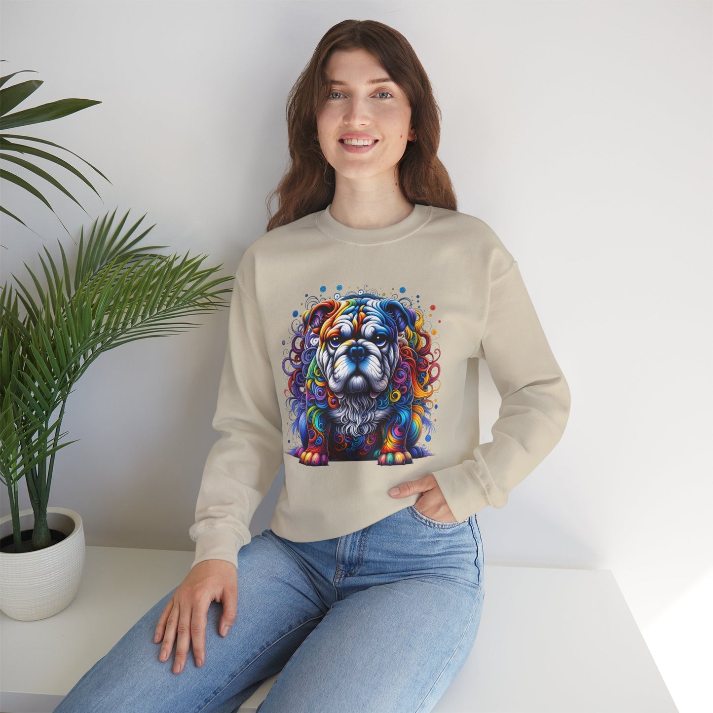 Colorful Bulldog Unisex Crewneck Sweatshirt