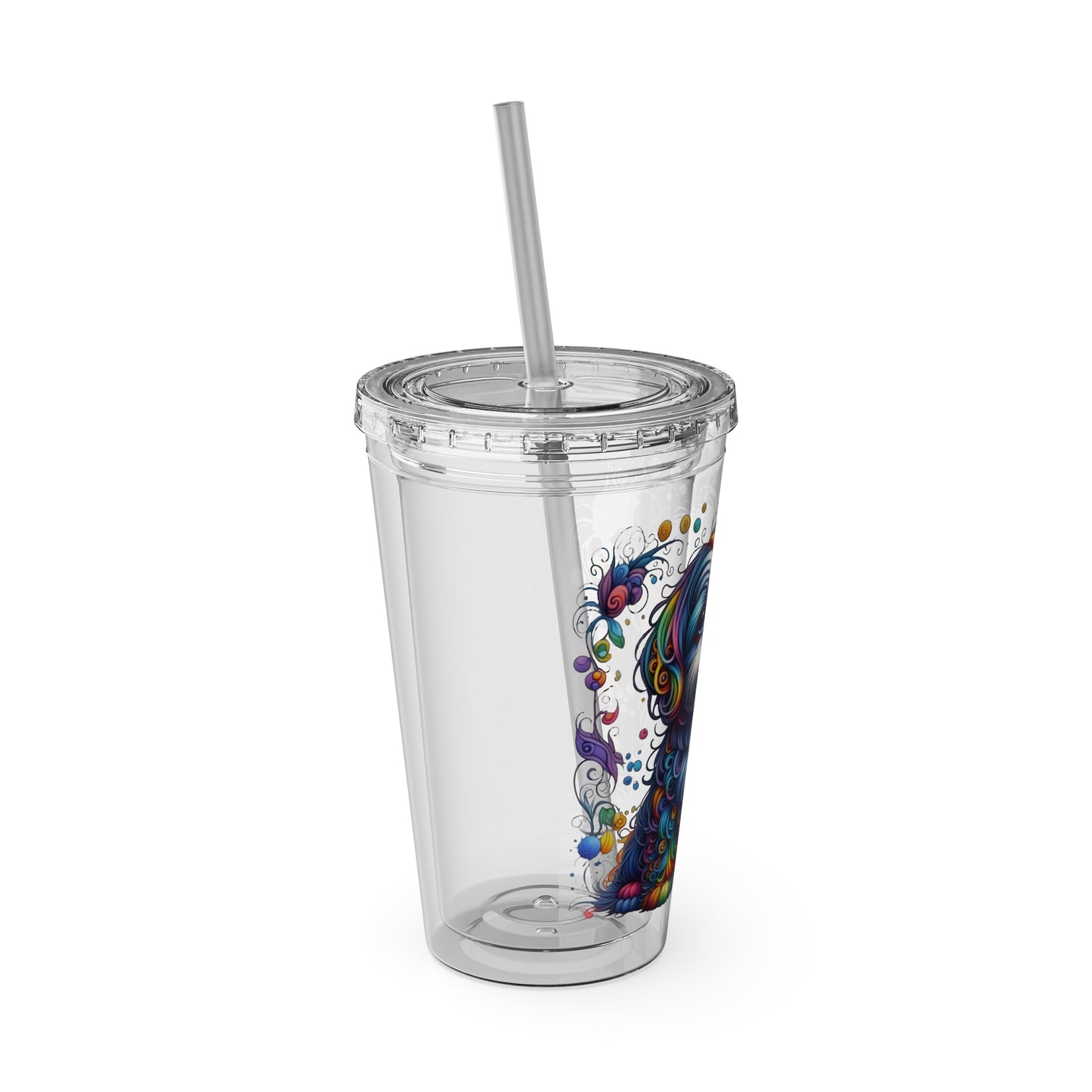Colorful Shih Tzu 16oz. Insulated Tumbler with Straw