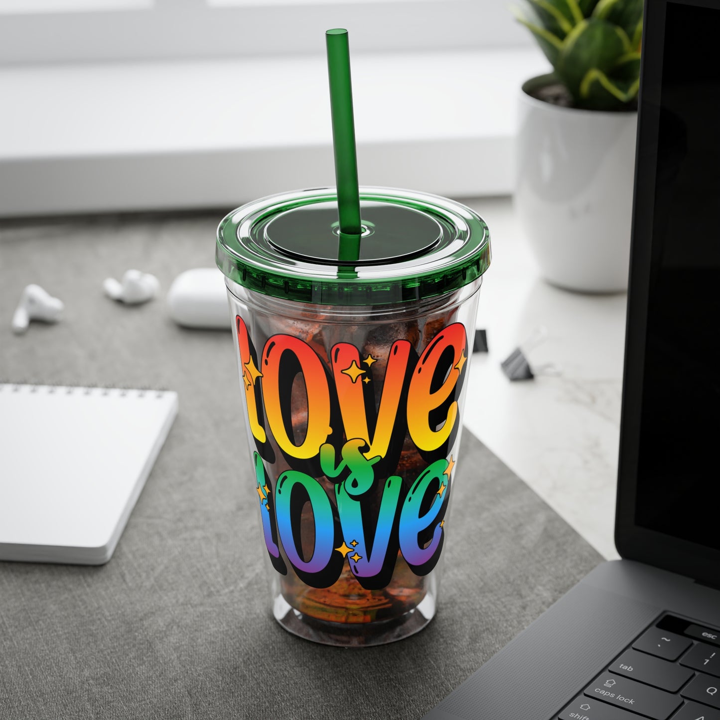 Love is Love Rainbow 16oz. Insulated Tumbler with Straw