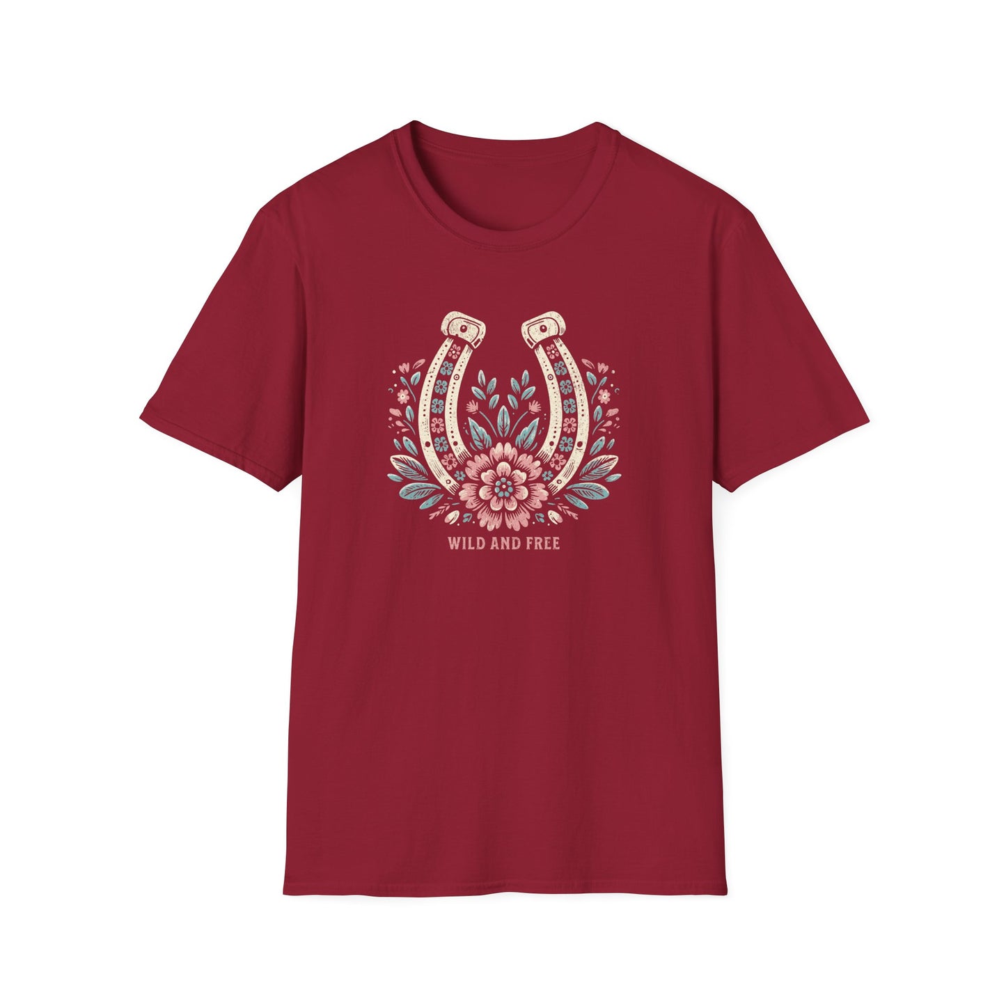 Wild and Free Horseshoe Floral Unisex Graphic T-Shirt