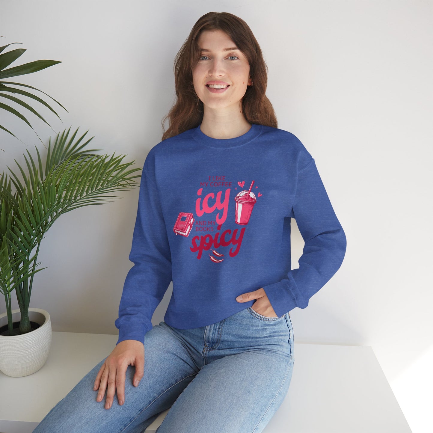Icy Coffee Spicy Books Unisex Crewneck Sweatshirt