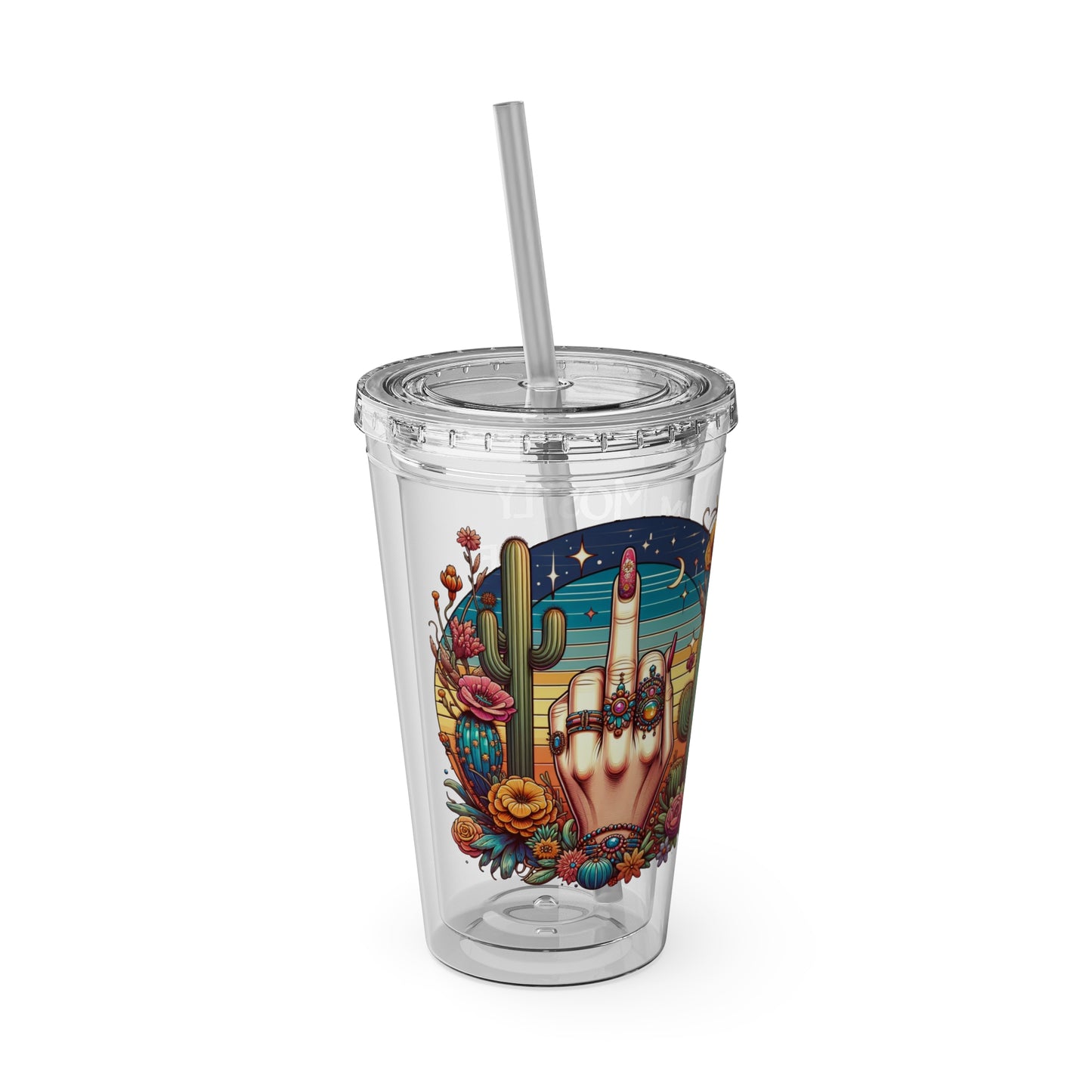 Peace Love Light F* Yourself 16oz Insulated Tumbler with Straw