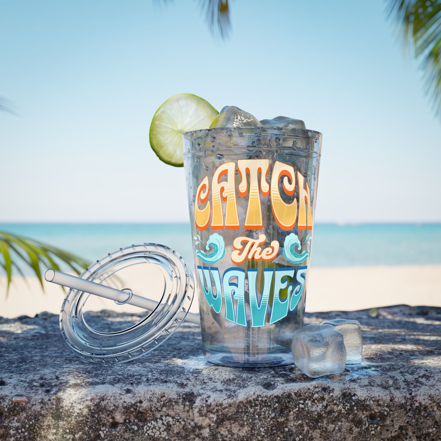 Catch the Waves 16oz Insulated Tumbler with Straw