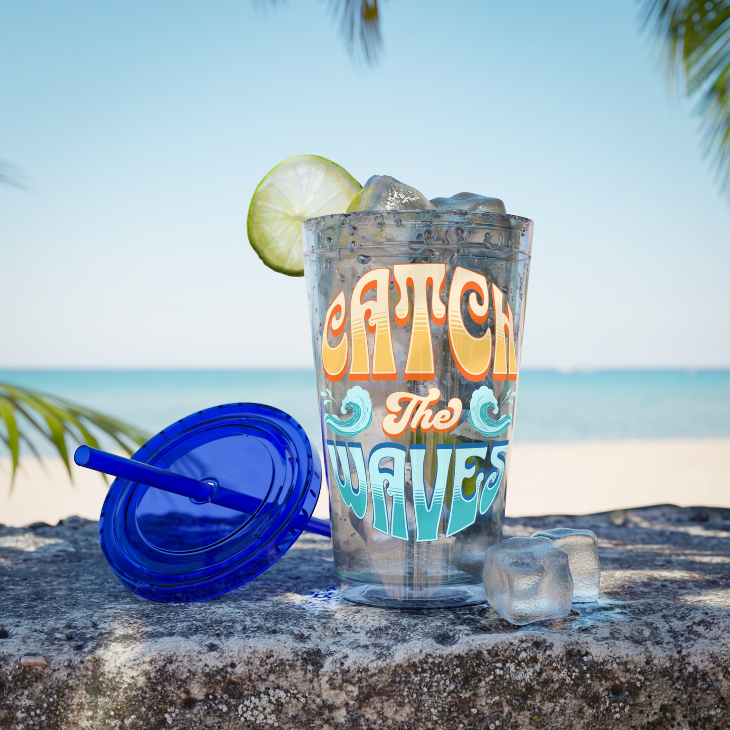Catch the Waves 16oz Insulated Tumbler with Straw