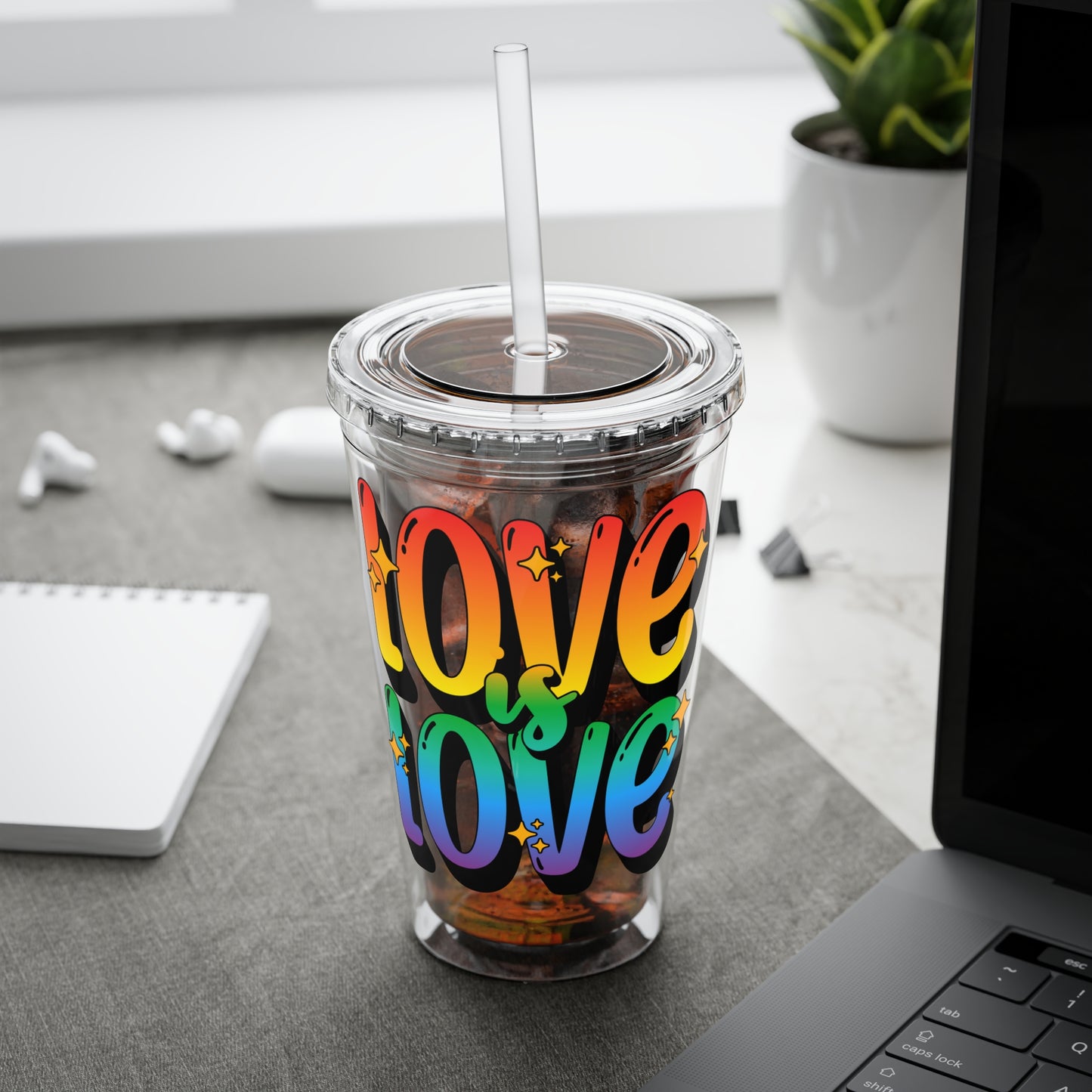 Love is Love Rainbow 16oz. Insulated Tumbler with Straw