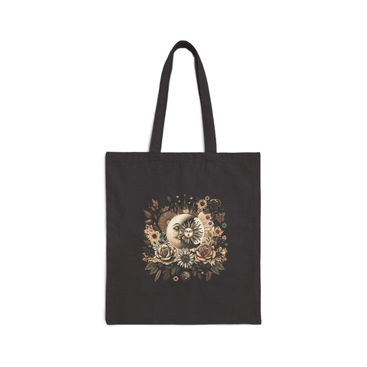 Celestial Bloom Cotton Canvas Tote Bag
