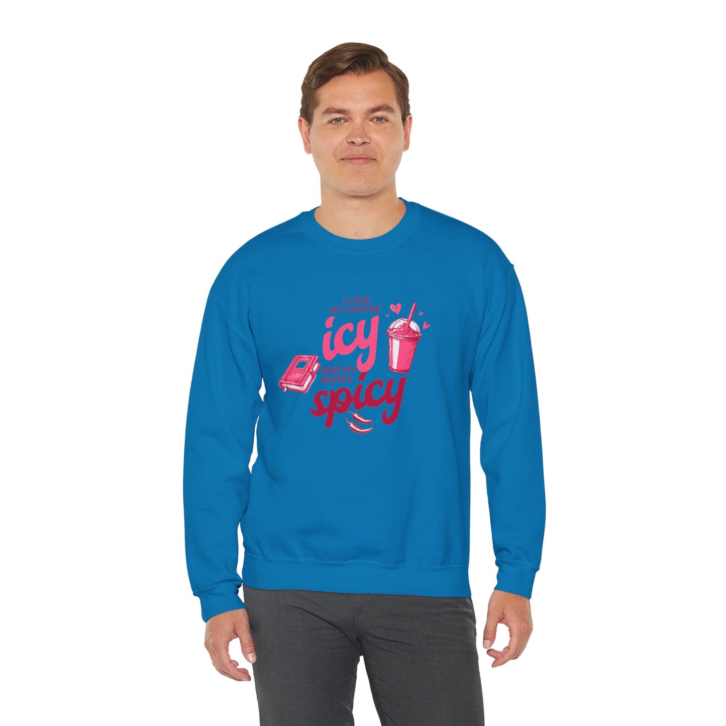 Icy Coffee Spicy Books Unisex Crewneck Sweatshirt