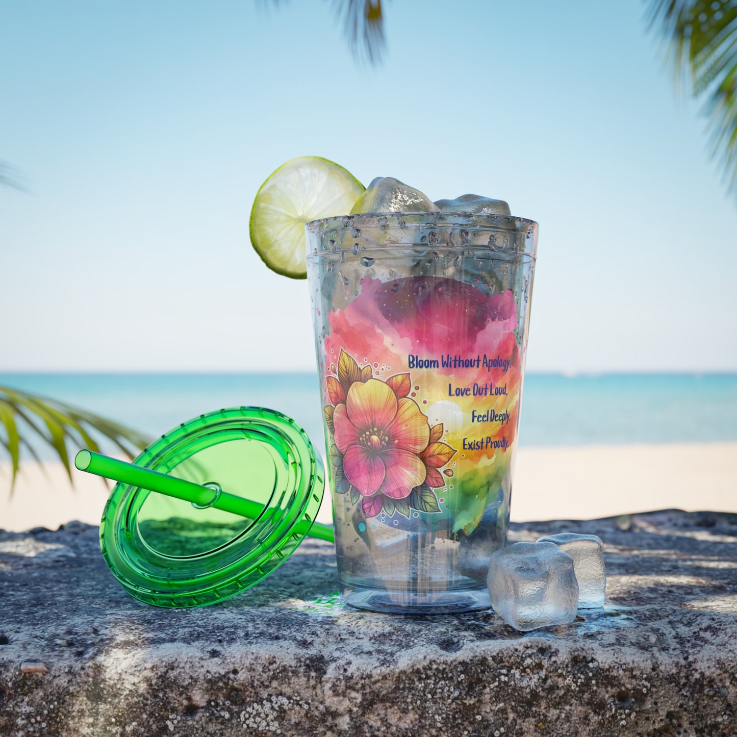 Bloom Without Apology 16oz. Insulated Tumbler with Straw