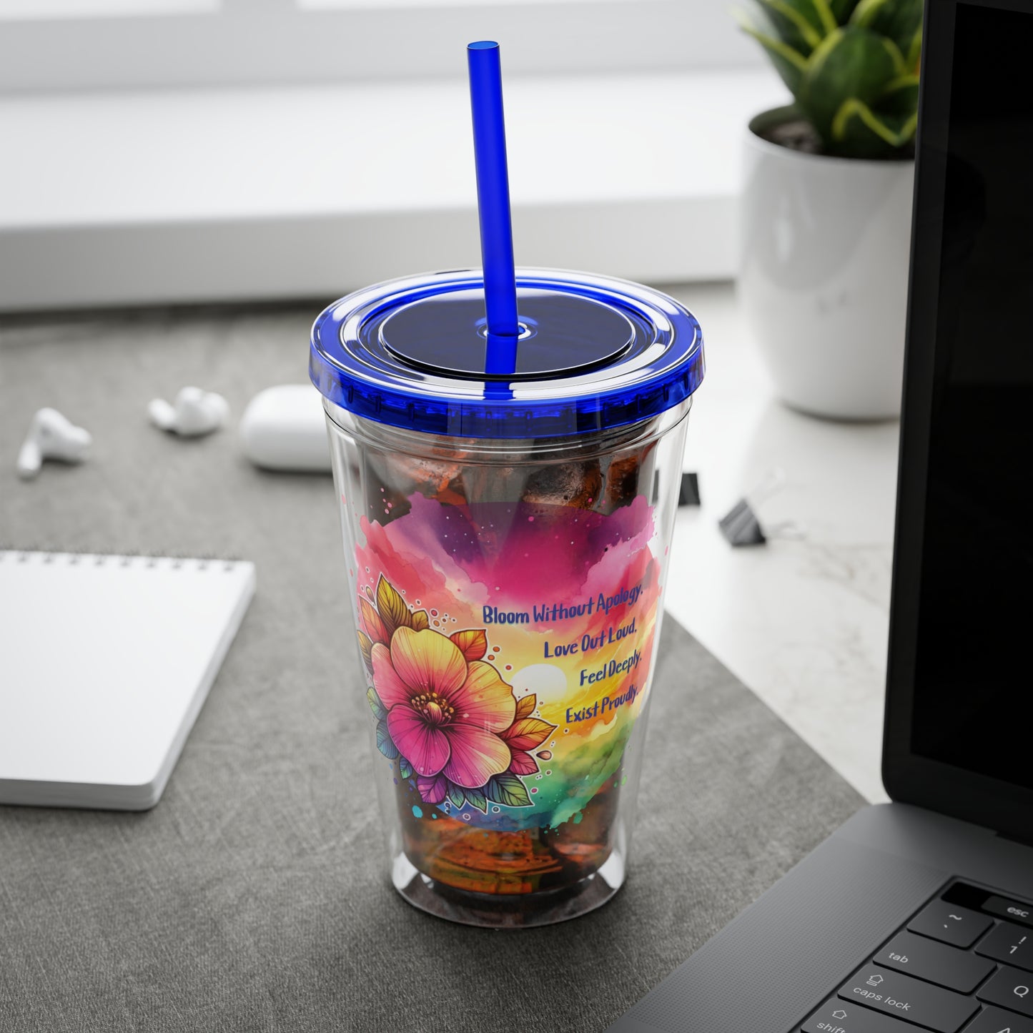 Bloom Without Apology 16oz. Insulated Tumbler with Straw