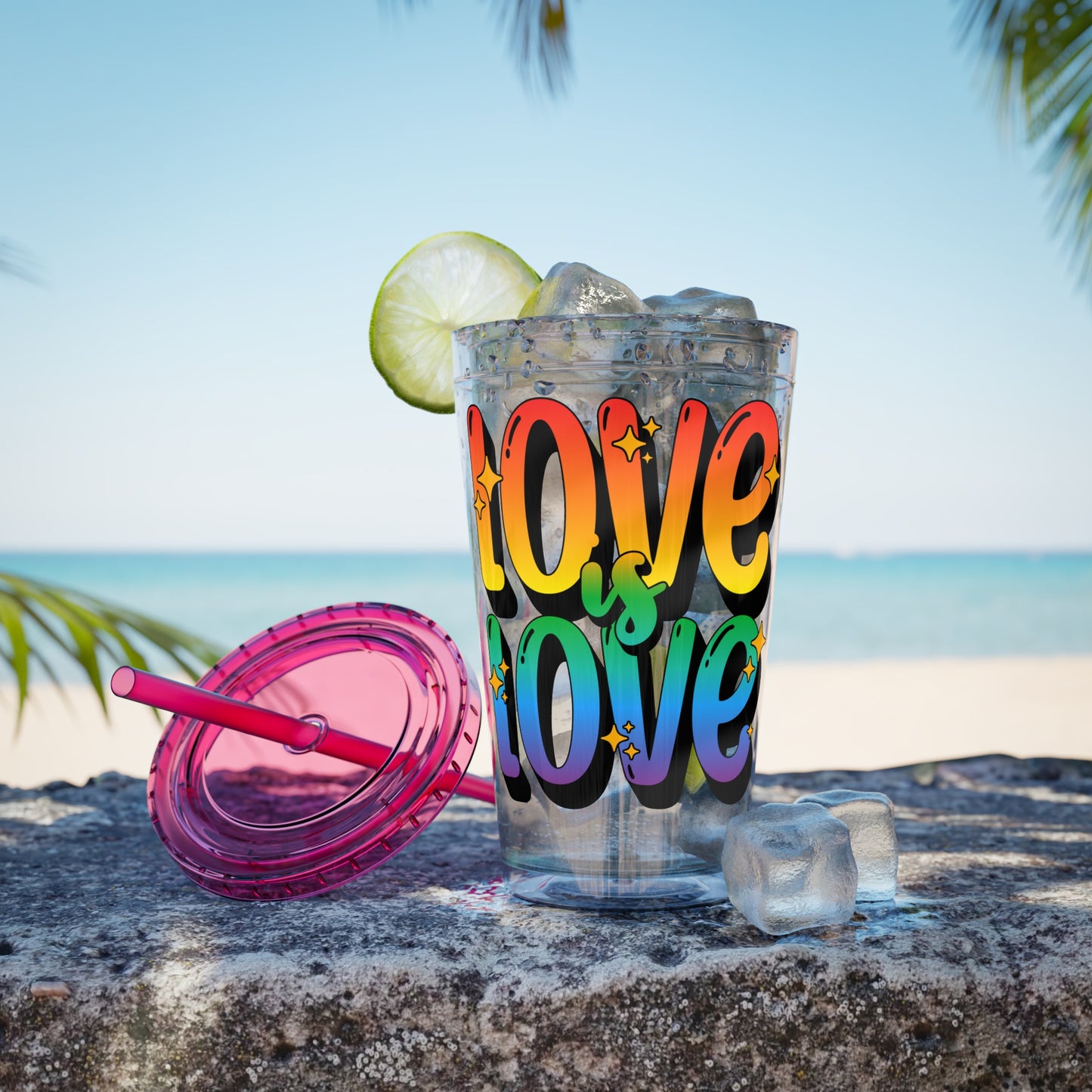 Love is Love Rainbow 16oz. Insulated Tumbler with Straw