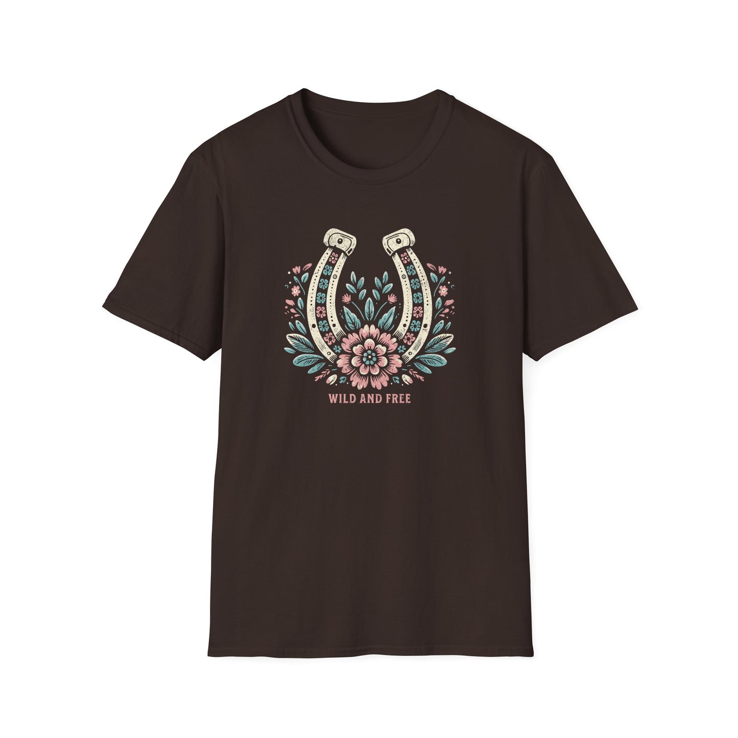 Wild and Free Horseshoe Floral Unisex Graphic T-Shirt