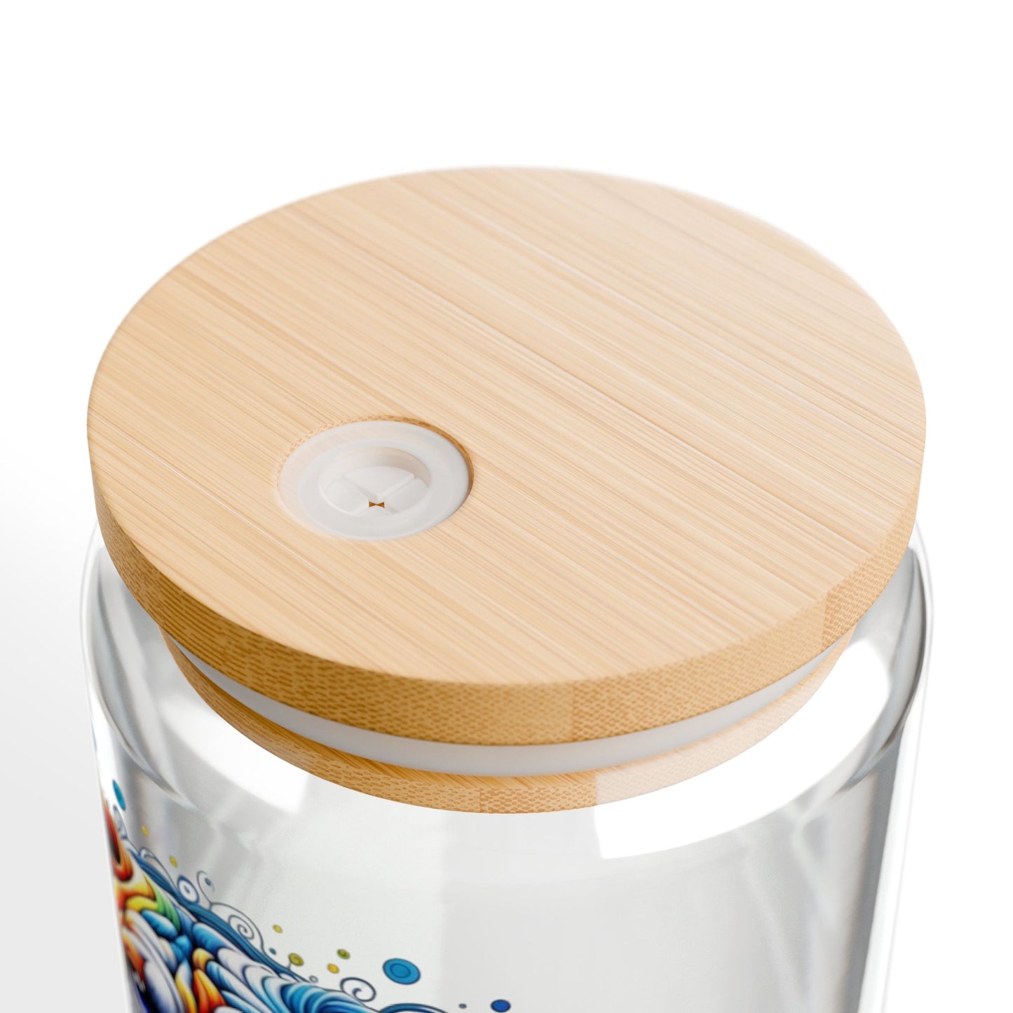 Colorful Bulldog 16oz. Sipper Glass with Bamboo Lid and Straw