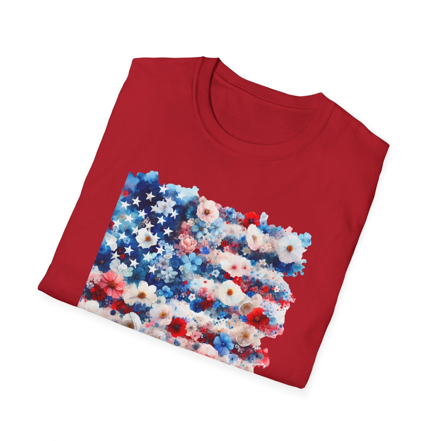 Patriotic Floral Freedom in Full Bloom Unisex Graphic T-Shirt