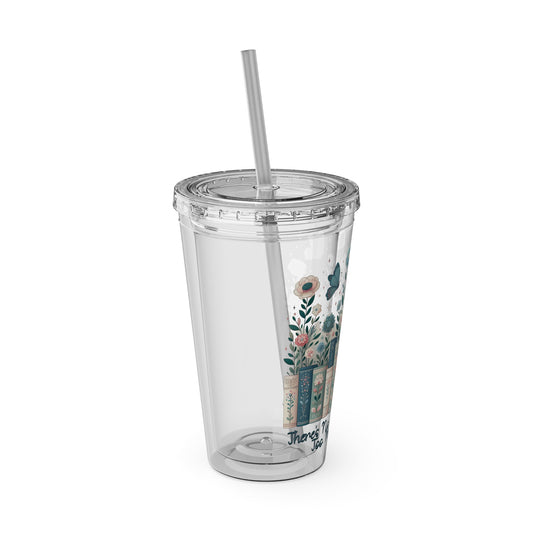 No Such Thing As Too Many Books 16oz Insulated Tumbler with Straw