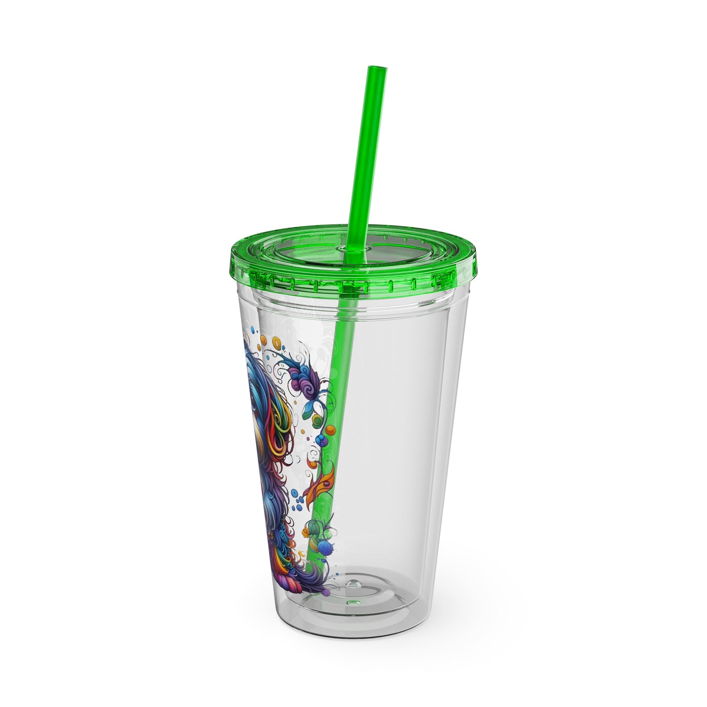 Colorful Shih Tzu 16oz. Insulated Tumbler with Straw