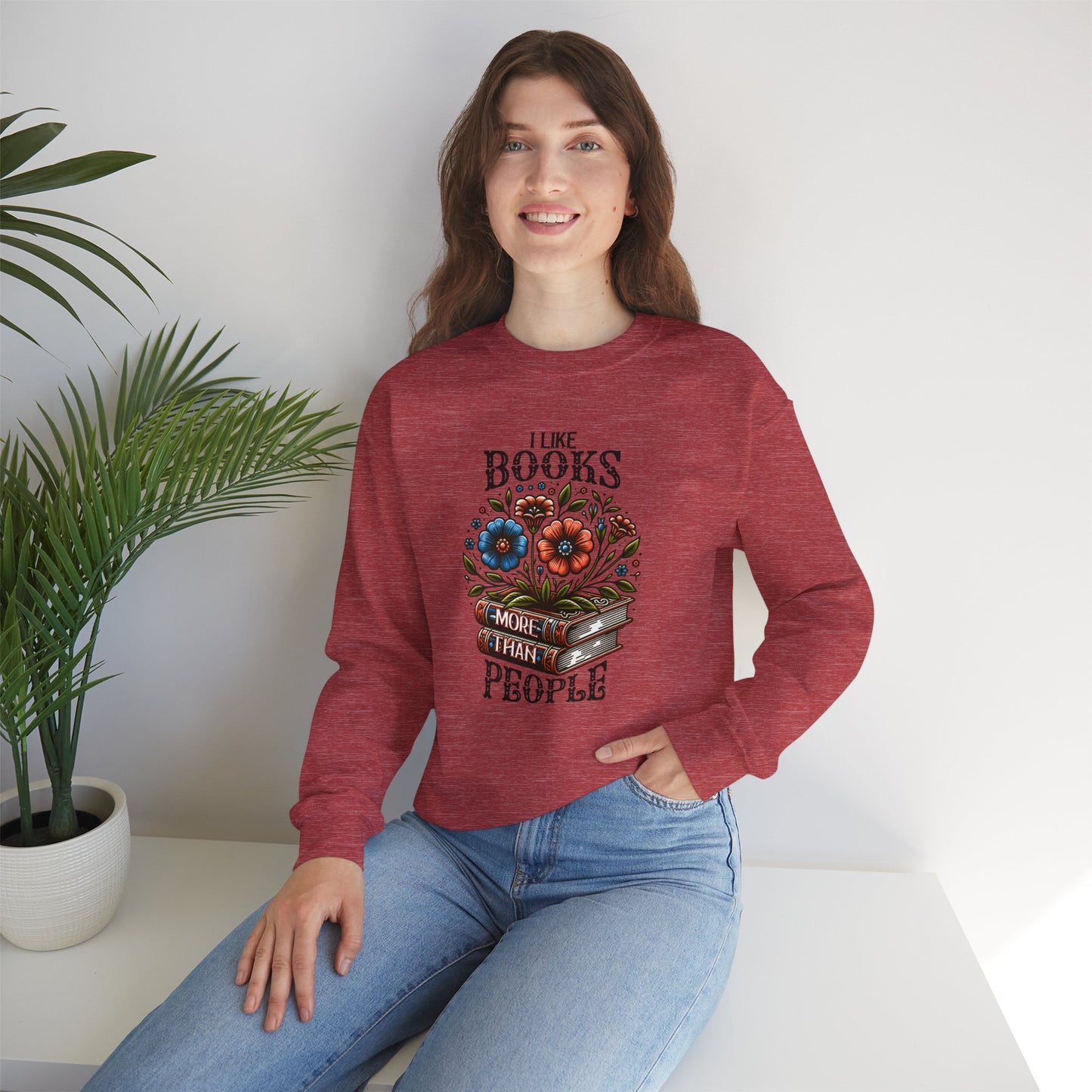Books More Than People Crewneck Sweatshirt