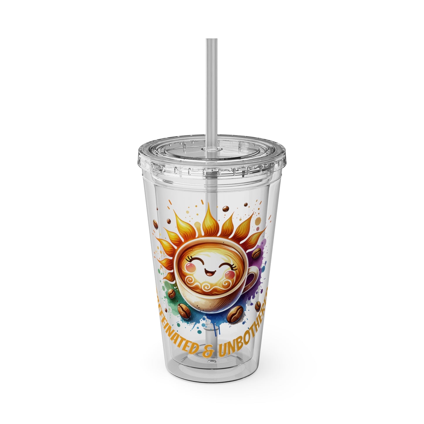 Caffeinated & Unbothered 16oz Insulated Tumbler with Straw