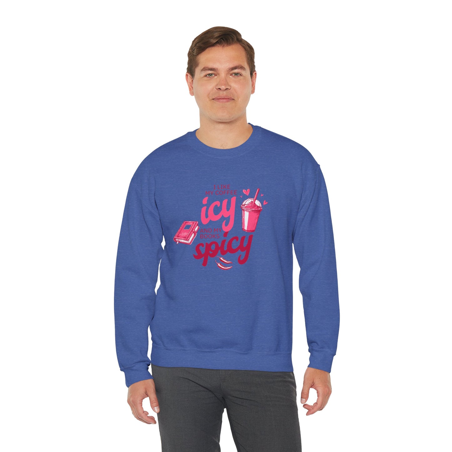 Icy Coffee Spicy Books Unisex Crewneck Sweatshirt