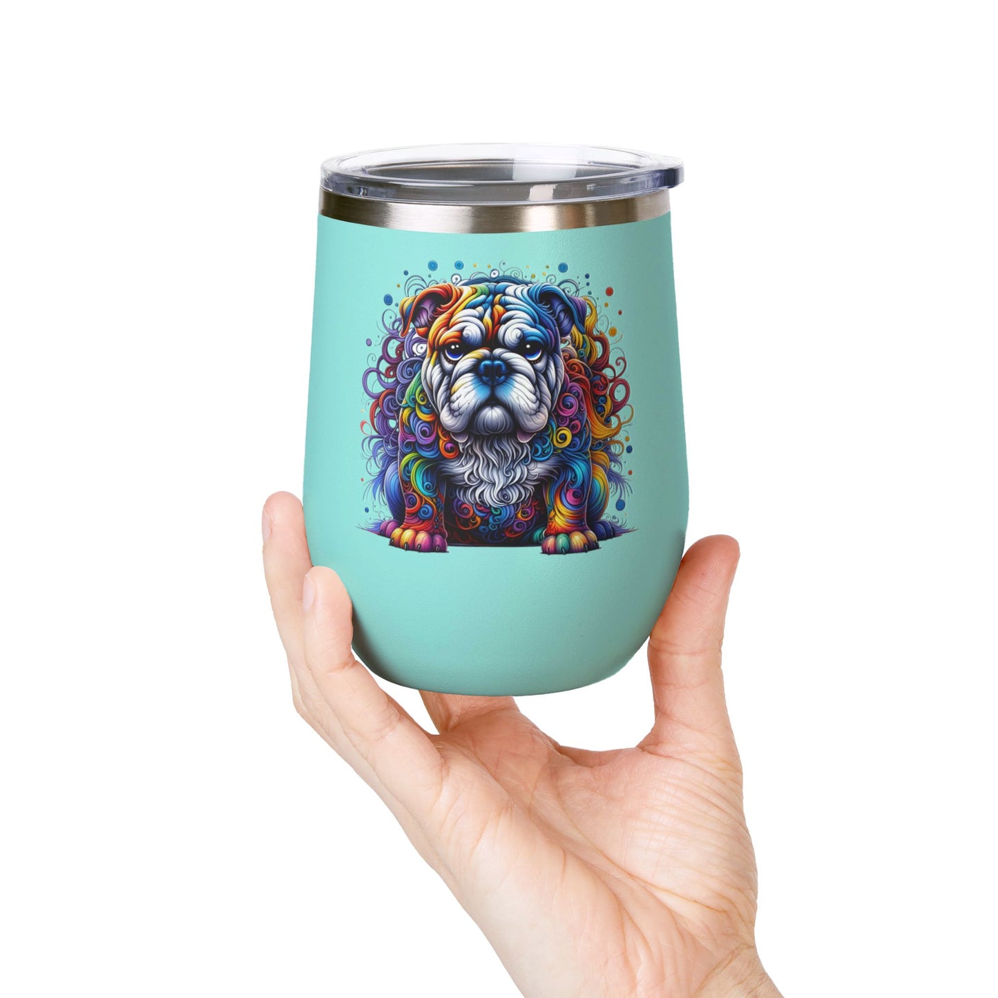 Colorful Bulldog 12oz. Insulated Wine Tumbler