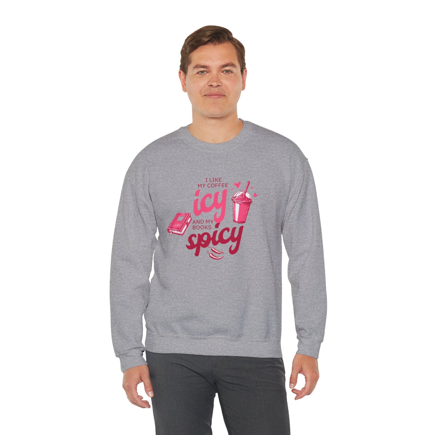 Icy Coffee Spicy Books Unisex Crewneck Sweatshirt
