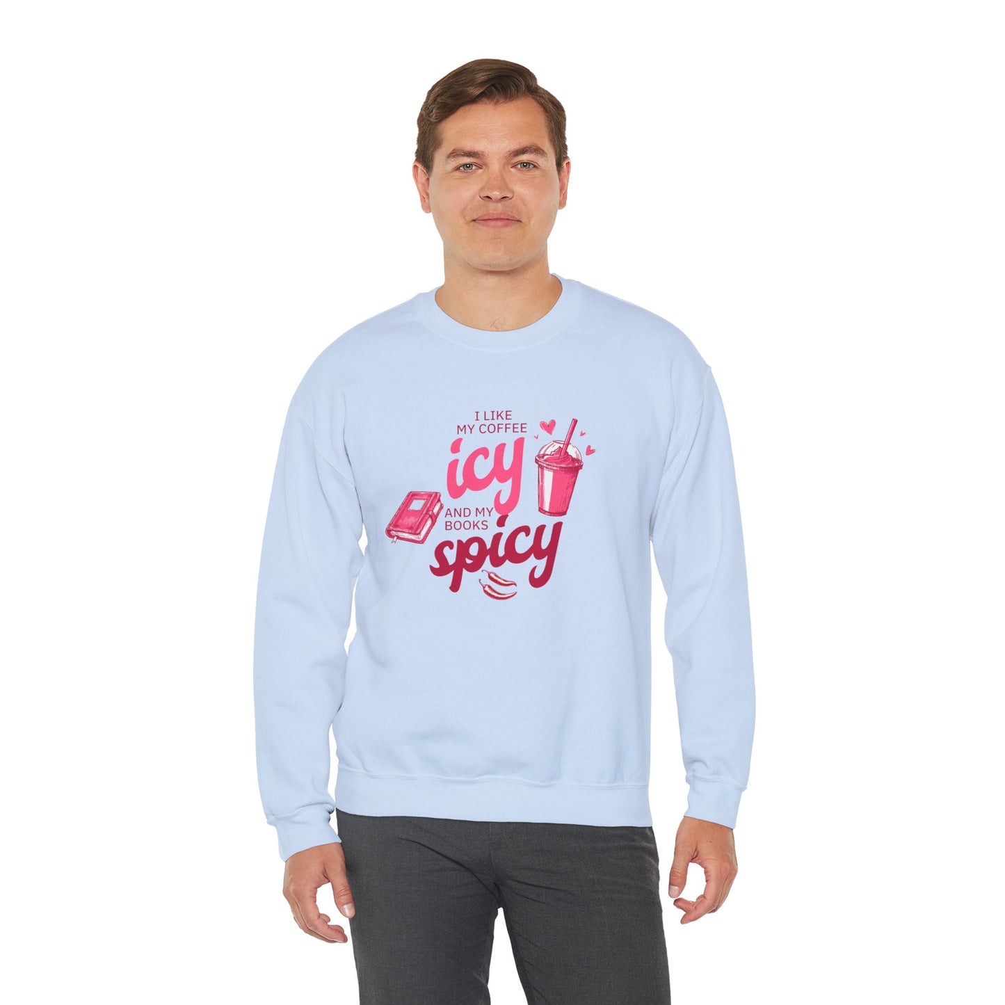 Icy Coffee Spicy Books Unisex Crewneck Sweatshirt