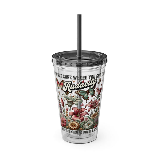 Floral Audacity 16oz Insulated Tumbler with Straw