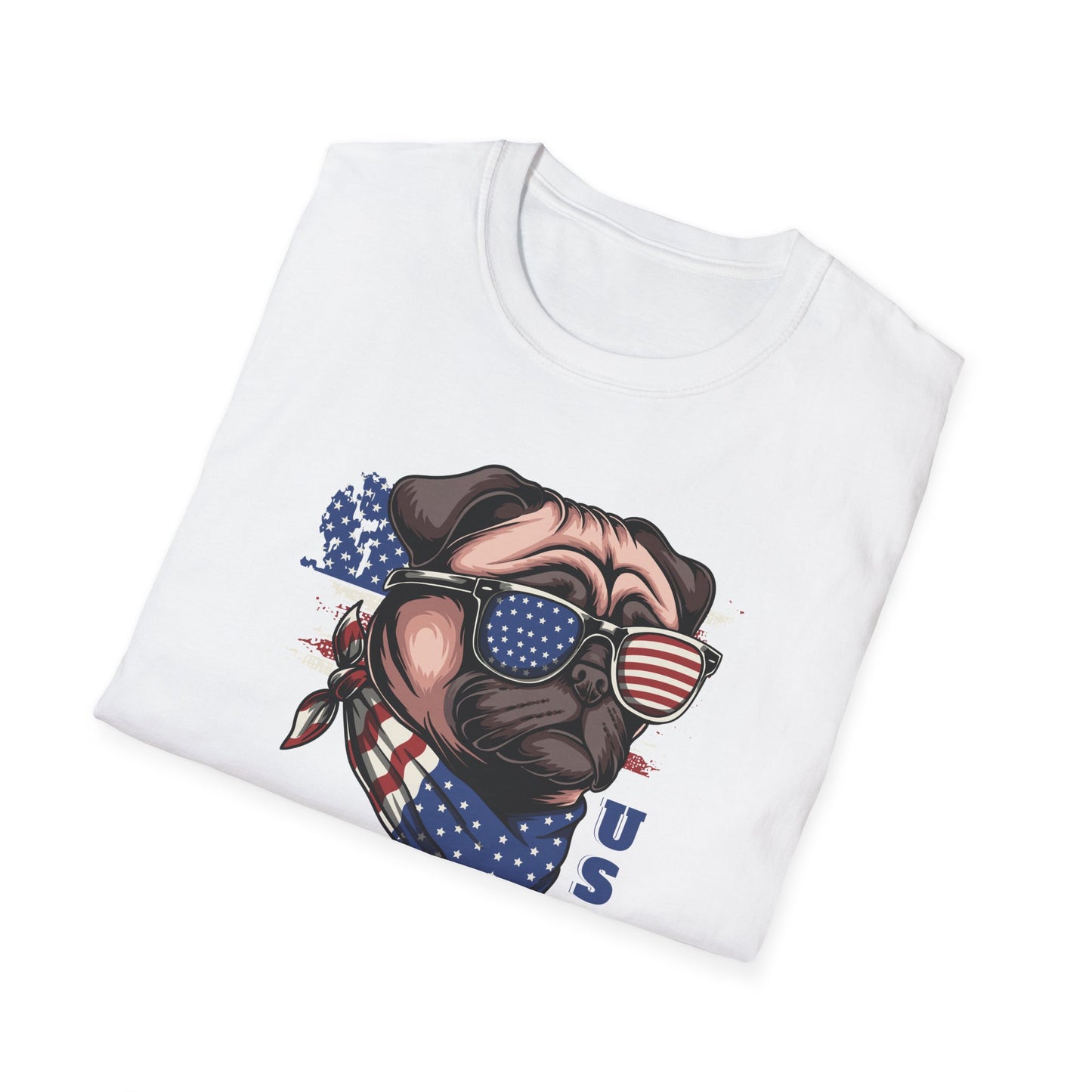 Patriotic Pug Dog USA Unisex Graphic T-Shirt