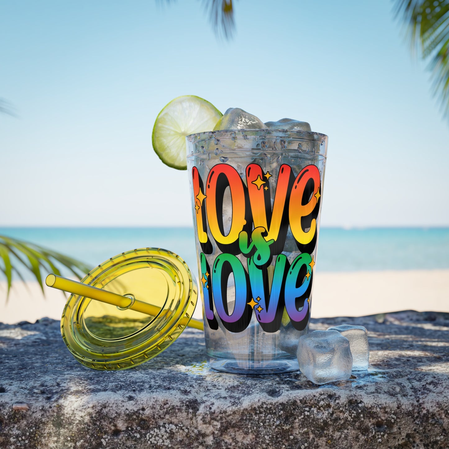 Love is Love Rainbow 16oz. Insulated Tumbler with Straw