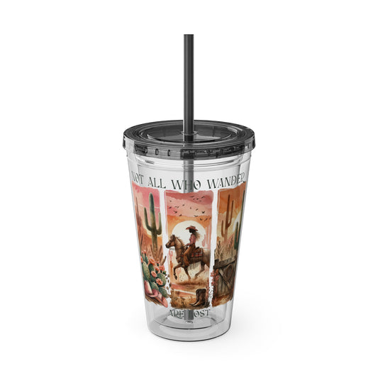Not All Who Wander Are Lost 16oz Insulated Tumbler with Straw