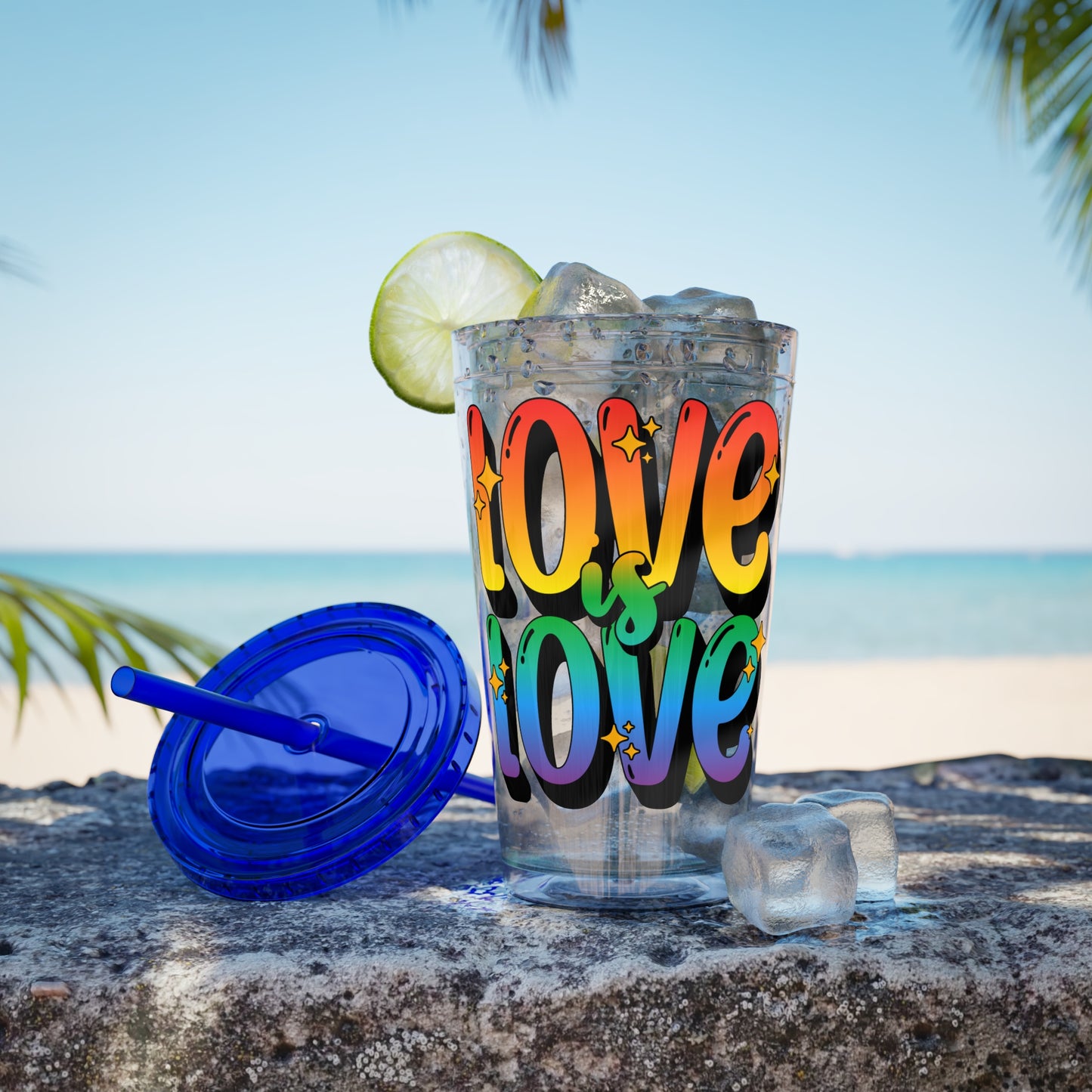 Love is Love Rainbow 16oz. Insulated Tumbler with Straw