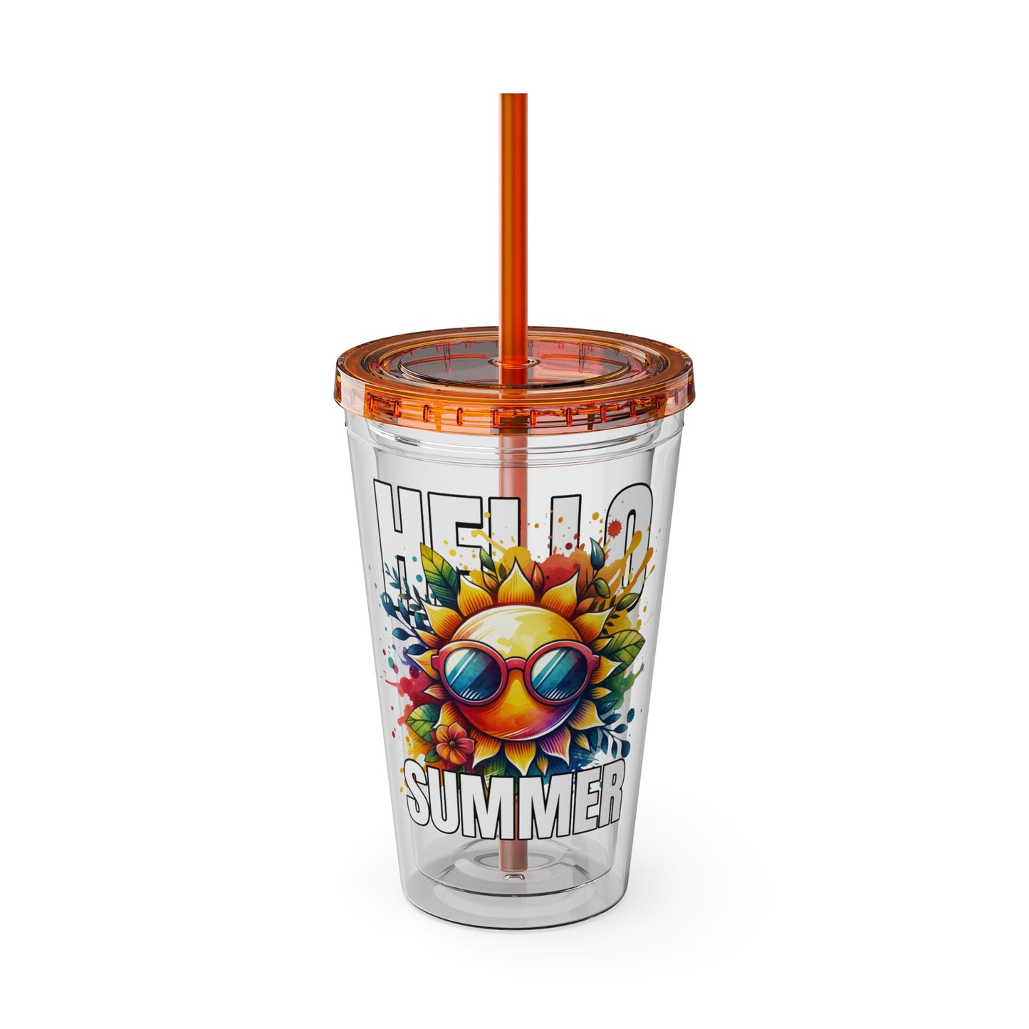 Hello Summer 16oz Insulated Tumbler with Straw